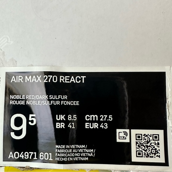Nike Air Max 270 React Noble Red-Dark Sulfur - Picture 11 of 11